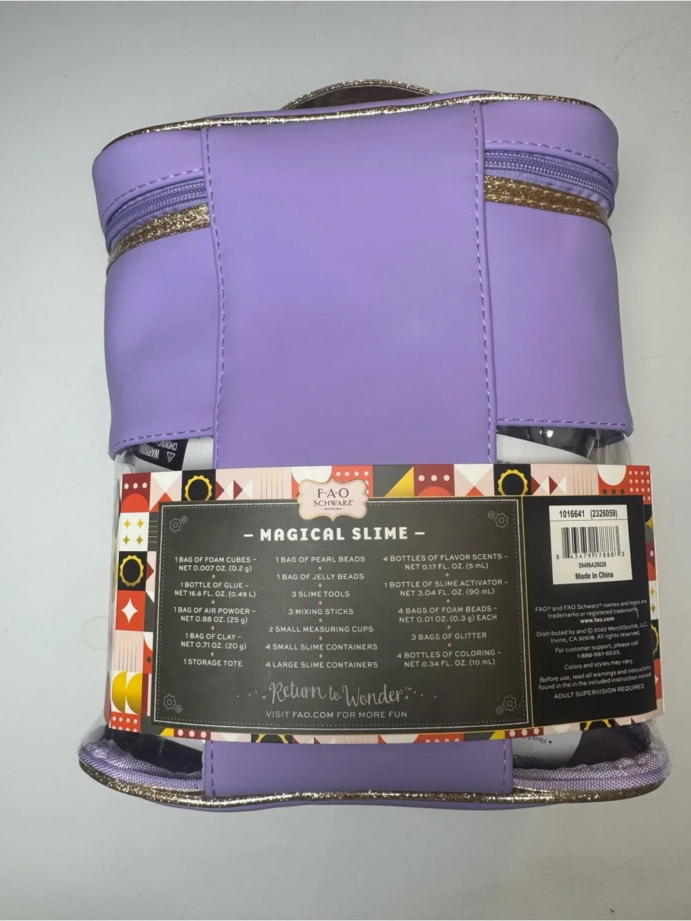 FAO Schwarz Mythical Unicorn Cosmetic Bag in Lavender with Gold Accents